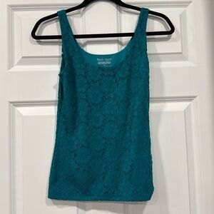 Blue green turquoise WHBM lace tank top